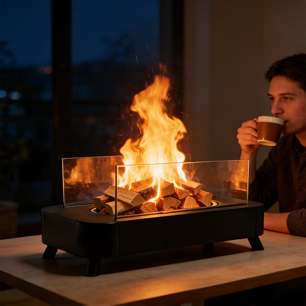 Wood Pellet Fire Pit with Glass Guard - EmberGlow