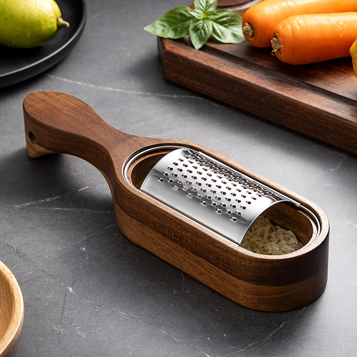 Stainless Steel Cheese Grater with Acacia Wood Box - CheesyCraft