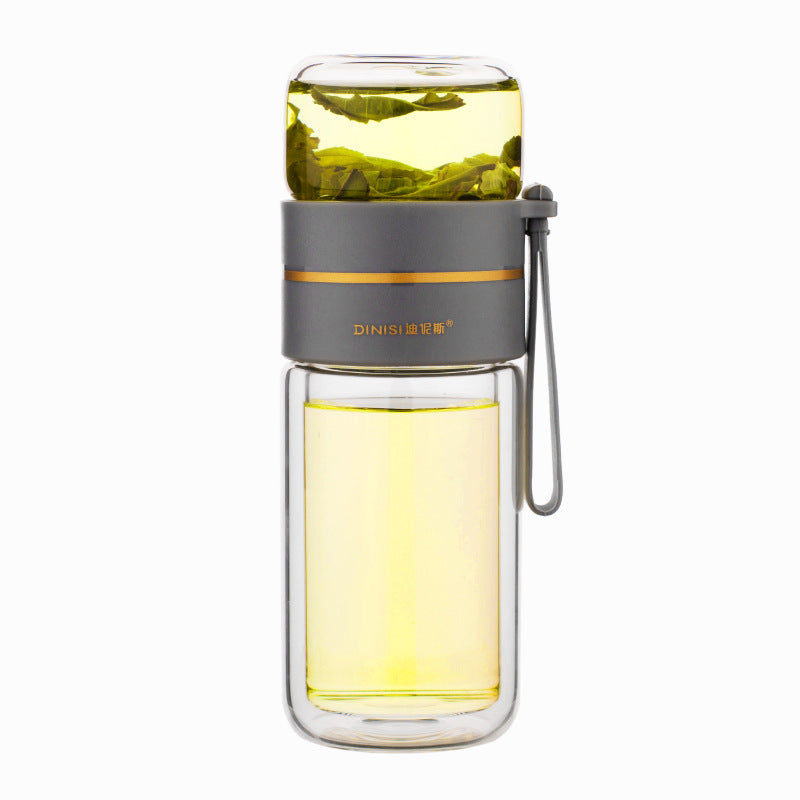 Double-Walled Glass Water Bottle with Infuser - AquaPure