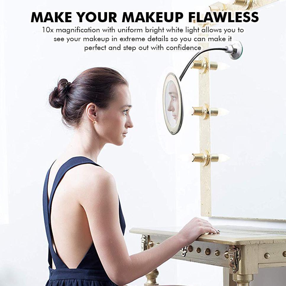 10x Zoom LED Makeup Mirror - LuxeGlow