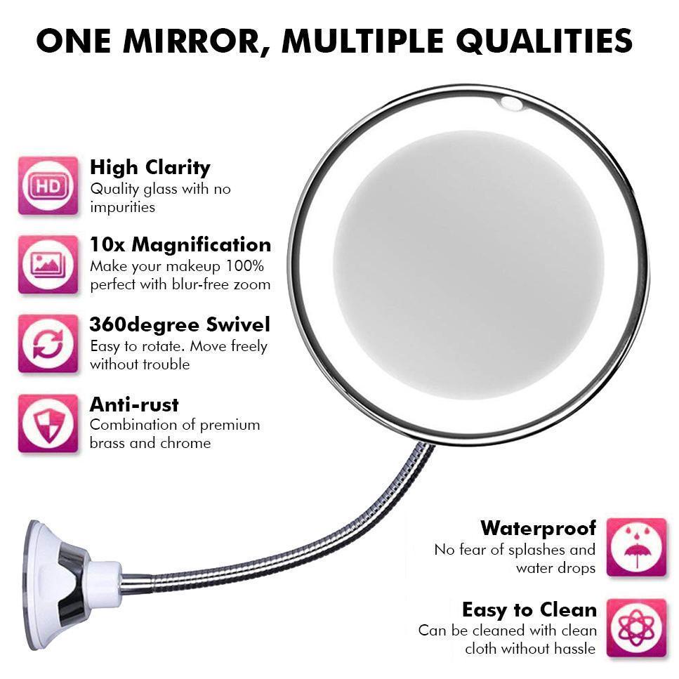10x Zoom LED Makeup Mirror - LuxeGlow