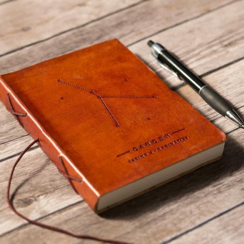 Cancer Zodiac Leather Journal - Celestial Craftsman