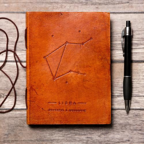 Libra Zodiac Leather Journal - Celestial Craft Co.