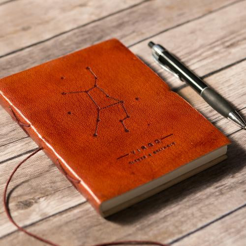Virgo Zodiac Leather Journal - Celestial Crafts