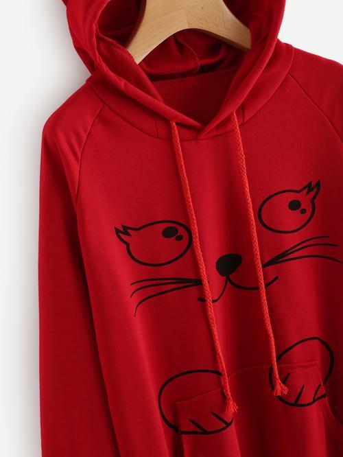 Cat Motif Hoodie Sweatshirt - Purrfectly Cozy Wear