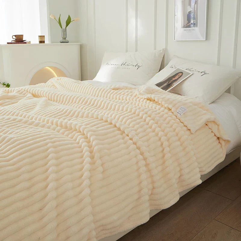 Cozy Striped Fleece Blanket – LuxeNest