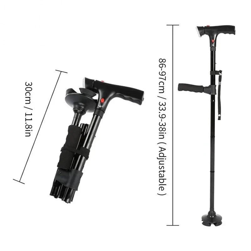 Foldable Walking Cane with LED Light - LuminaCare