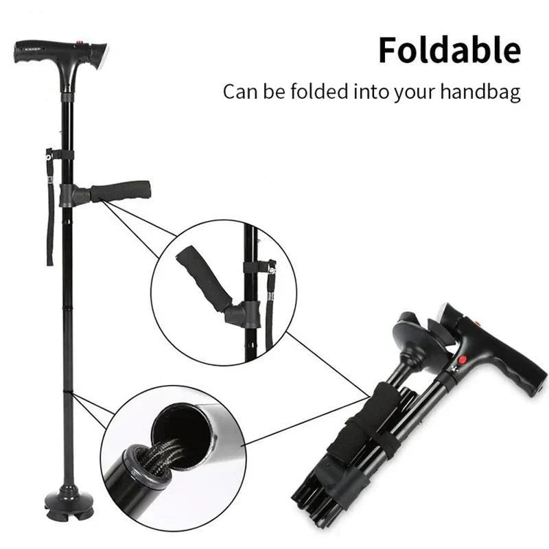 Foldable Walking Cane with LED Light - LuminaCare
