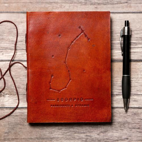 Scorpio Zodiac Leather Journal - Celestial Crafts