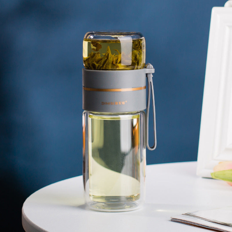 Double-Walled Glass Water Bottle with Infuser - AquaPure