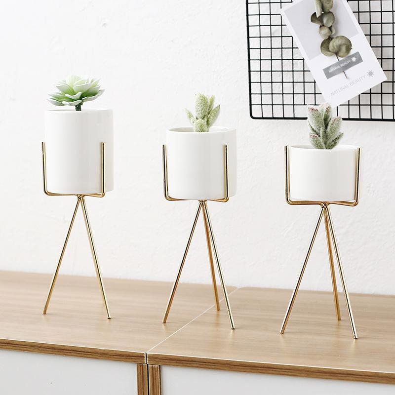 Ceramic Planter with Metal Stand - LuxeHome Decor