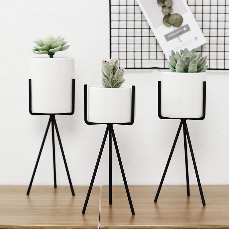 Ceramic Planter with Metal Stand - LuxeHome Decor