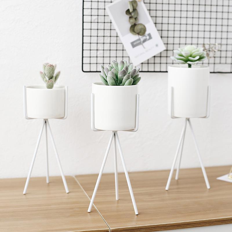 Ceramic Planter with Metal Stand - LuxeHome Decor