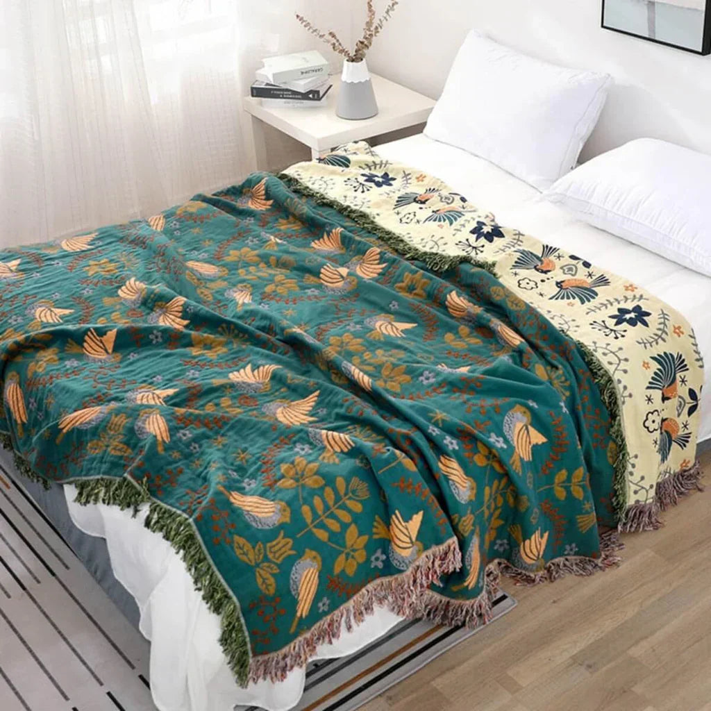 Scandinavian Bird Blanket - CozyNest Designs