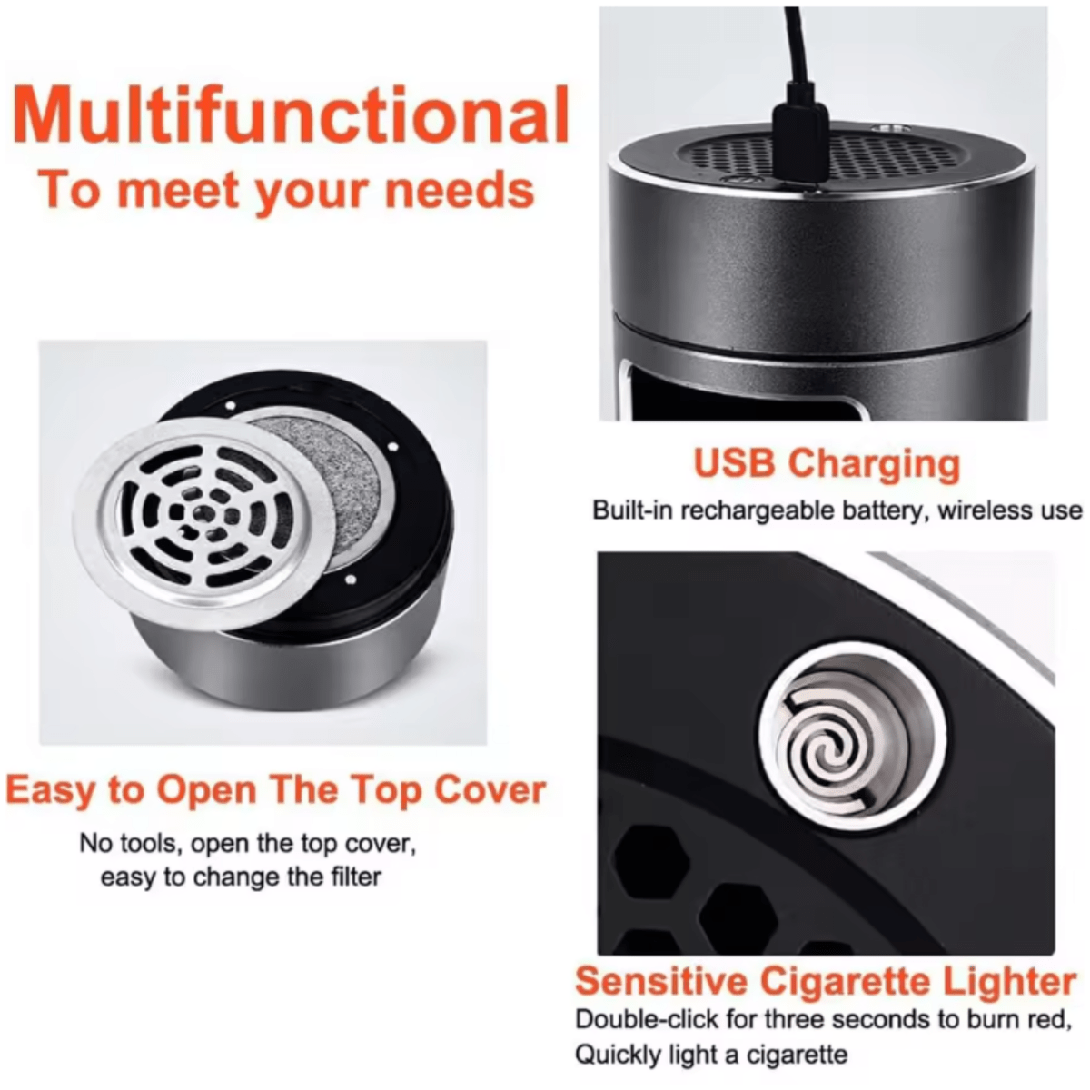 Smokeless Ashtray with HEPA Filter - PureAir Essentials
