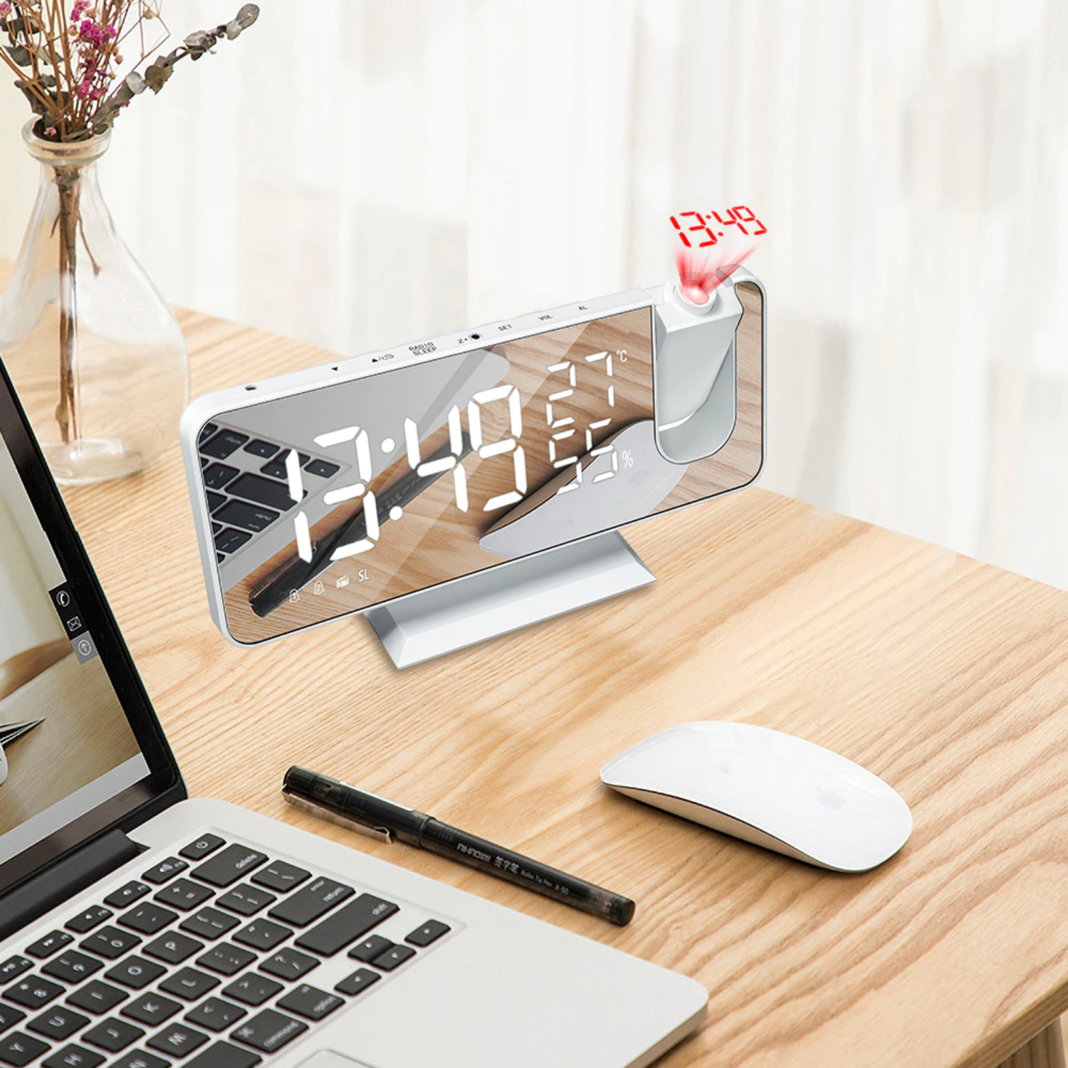 Smart Alarm Clock - Luminex with 180° Projector & USB Charger