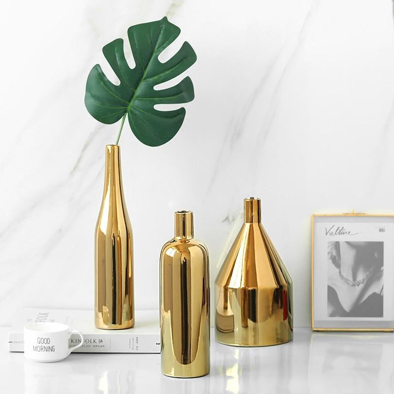 Gold Ceramic Vase - Luxe Home Decor