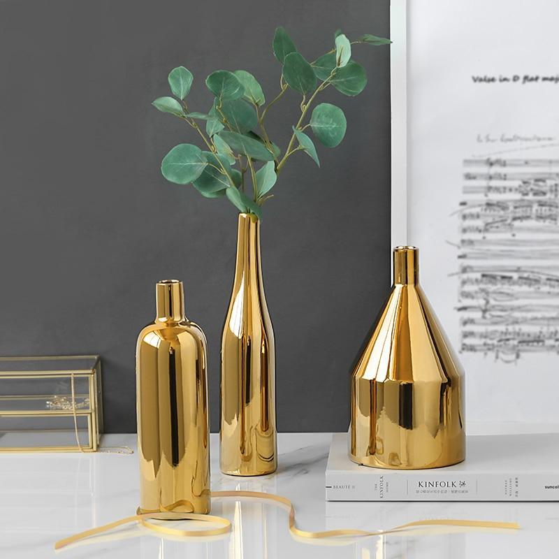 Gold Ceramic Vase - Luxe Home Decor