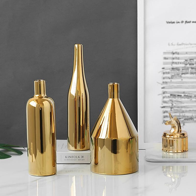 Gold Ceramic Vase - Luxe Home Decor