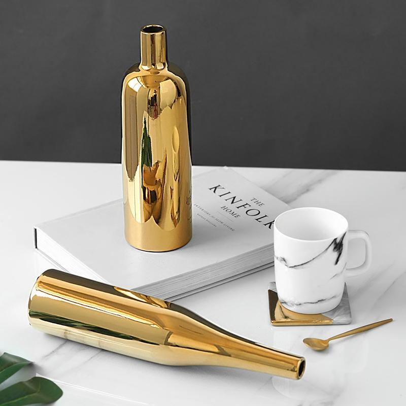 Gold Ceramic Vase - Luxe Home Decor