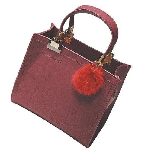 Leather Square Handbag with Tassel - LuxeCraft