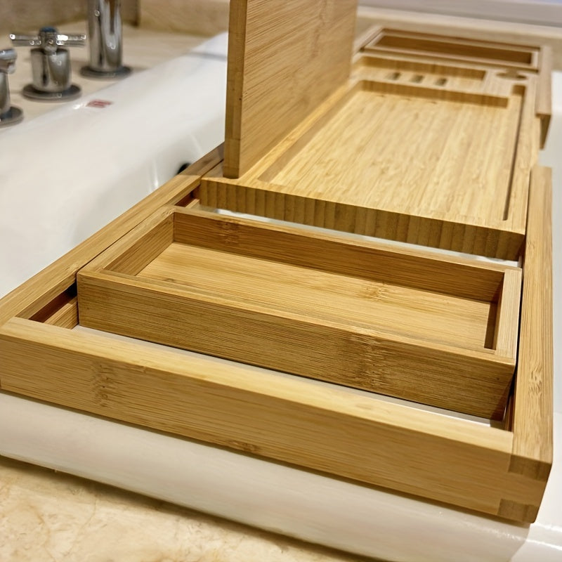 Bamboo Bathtub Tray with Adjustable Sides - AquaNest