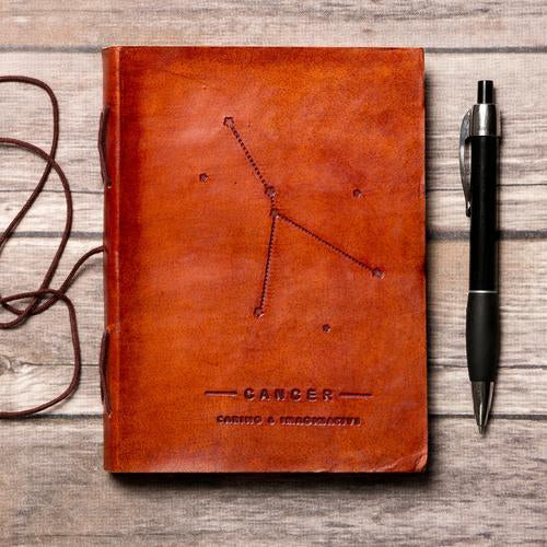 Cancer Zodiac Leather Journal - Celestial Craftsman