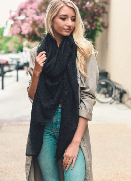 Shredded Open Weave Blanket Scarf - LuxeThreads
