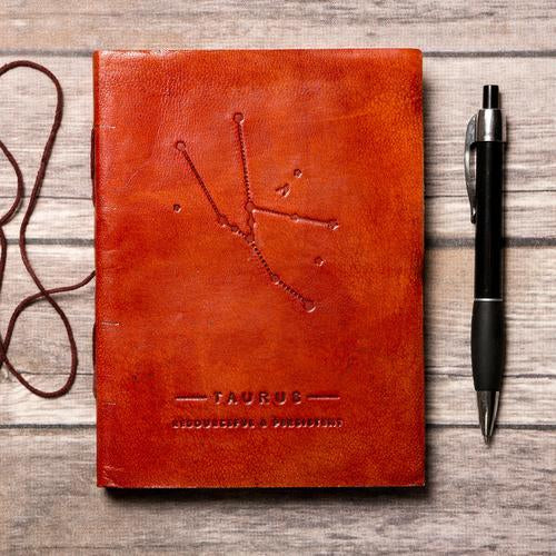 Gemini Zodiac Leather Journal - Celestial Crafts