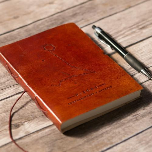 Pisces Zodiac Leather Journal - Celestial Crafts