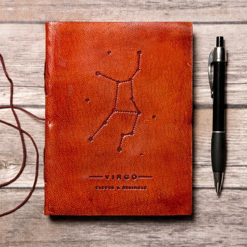 Virgo Zodiac Leather Journal - Celestial Crafts