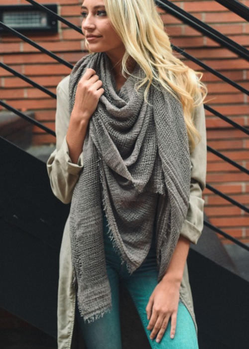 Shredded Open Weave Blanket Scarf - LuxeThreads