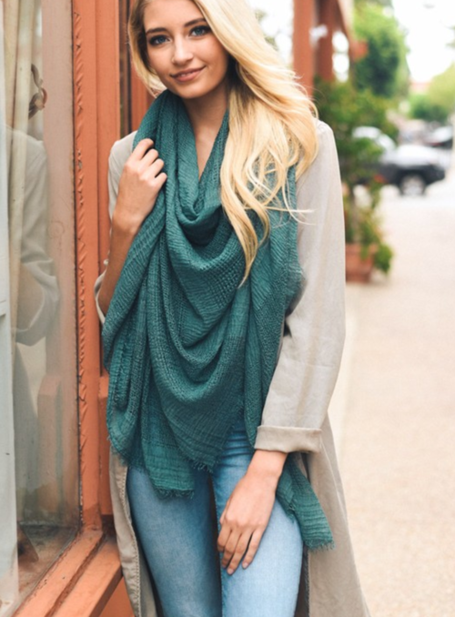 Shredded Open Weave Blanket Scarf - LuxeThreads