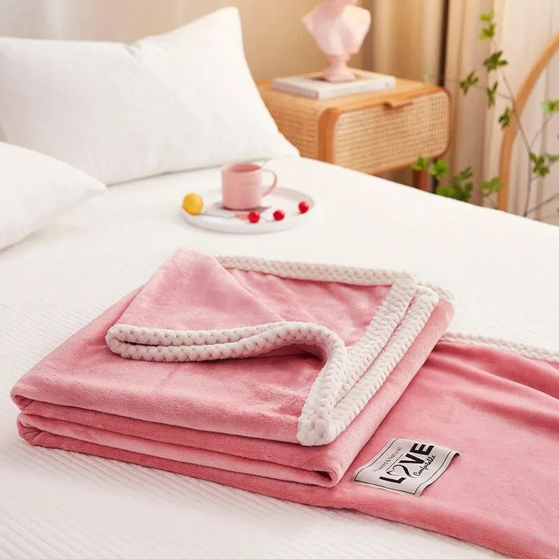 Cozy Pink Flannel Fleece Blanket - LuxeNest