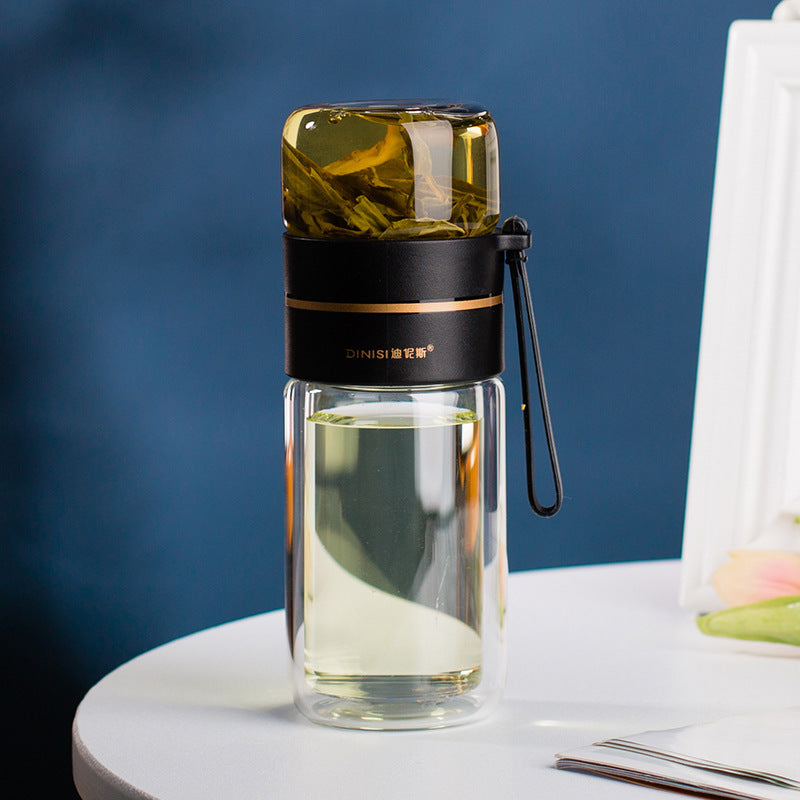 Double-Walled Glass Water Bottle with Infuser - AquaPure
