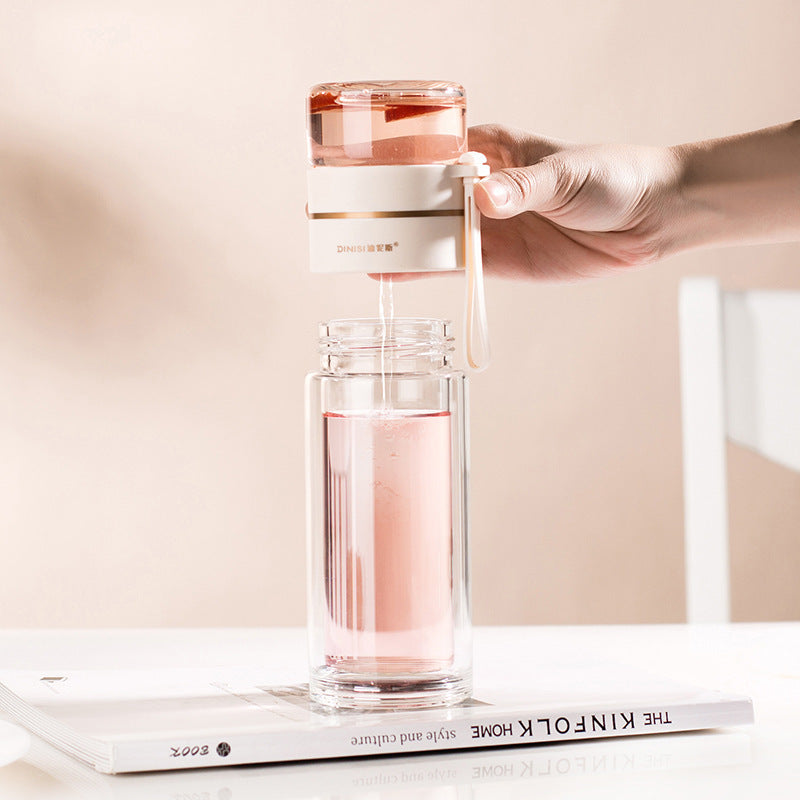 Double-Walled Glass Water Bottle with Infuser - AquaPure