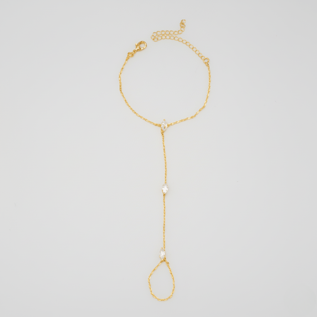 Crystal-Embellished Adjustable Ring Bracelet - Luminara