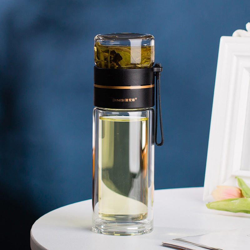 Double-Walled Glass Water Bottle with Infuser - AquaPure
