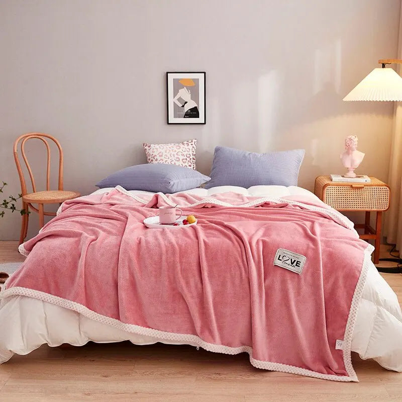 Cozy Pink Flannel Fleece Blanket - LuxeNest
