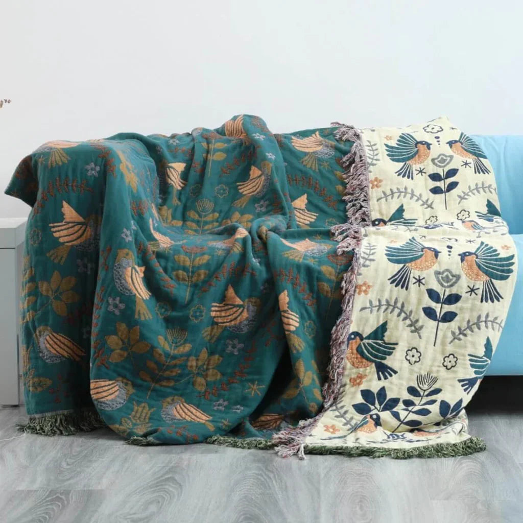 Scandinavian Bird Blanket - CozyNest Designs