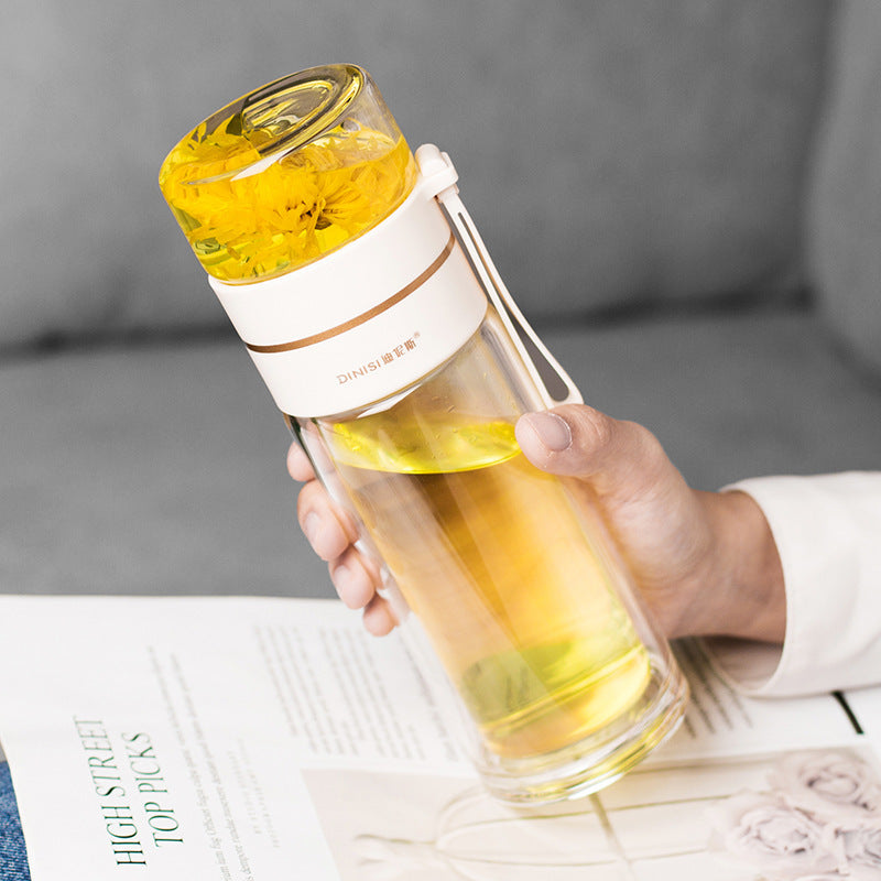 Double-Walled Glass Water Bottle with Infuser - AquaPure