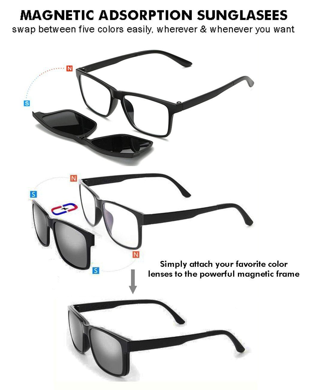 Swappable Sunglasses with Interchangeable Lenses - LuxeVision