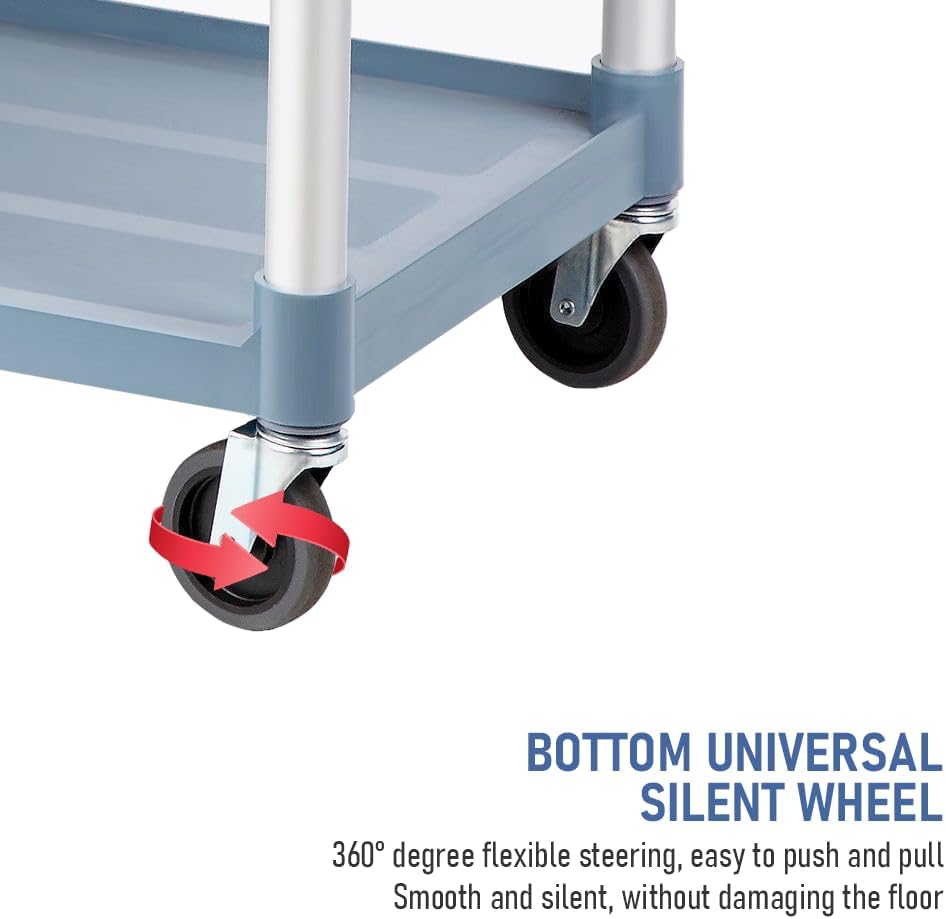 3-Tier Rolling Serving Cart with Lockable Wheels - LuxeServe