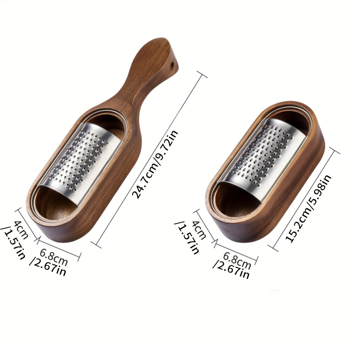Stainless Steel Cheese Grater with Acacia Wood Box - CheesyCraft