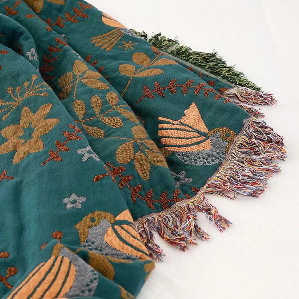Scandinavian Bird Blanket - CozyNest Designs