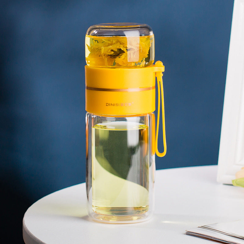 Double-Walled Glass Water Bottle with Infuser - AquaPure