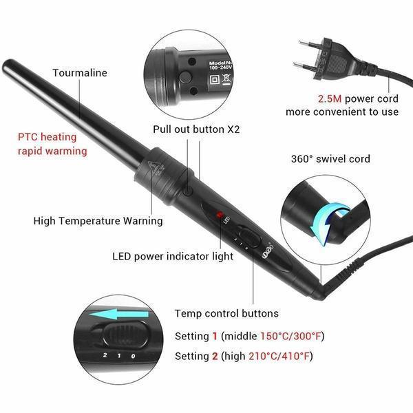 Curling Wand Set - LuxeWave 6-in-1 Styling Tools