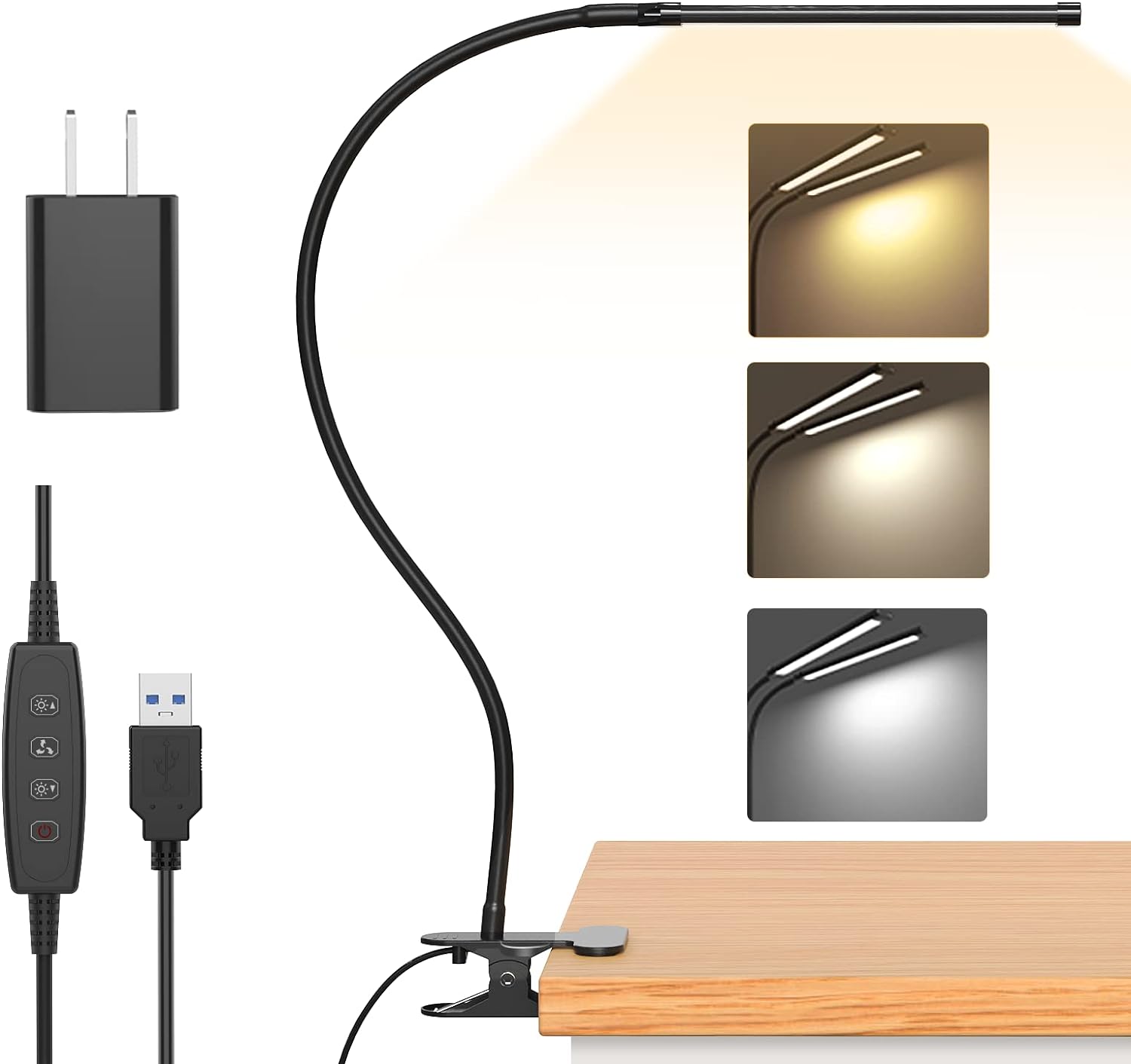 LED Desk Clamp Lamp with USB Power Supply - Luminara