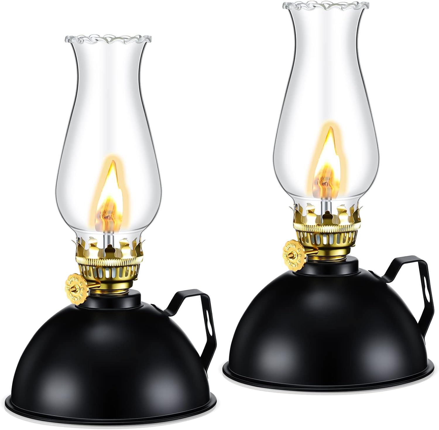 Vintage Glass & Metal Oil Lamp Set of 2 - Lumina Luxe