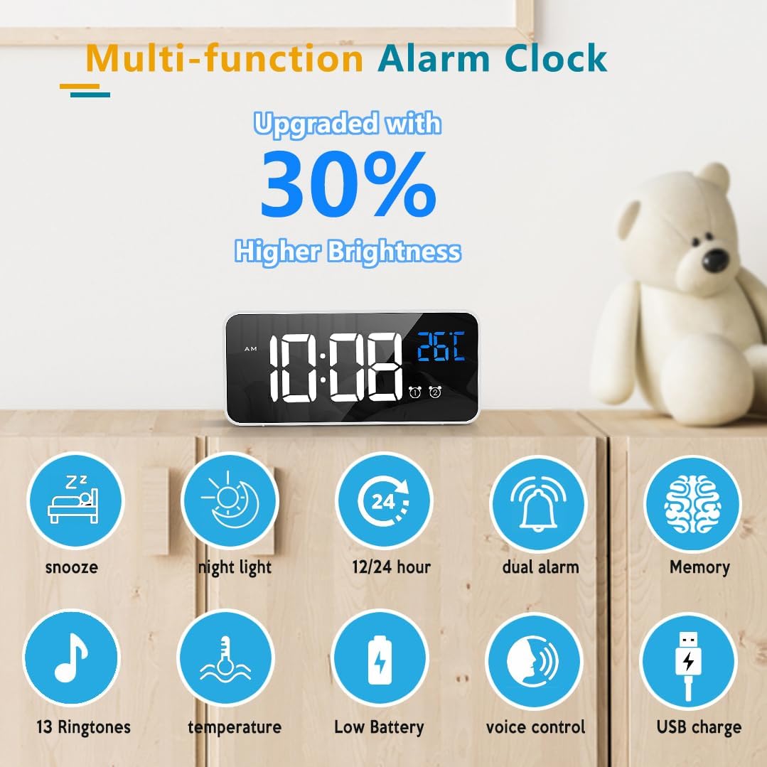Digital Day Clock with 19 Reminders - LuminaTime